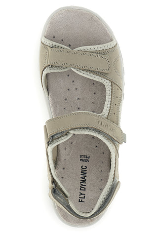Sandali beige perla in vera pelle con strappi in velcro Fly dinamic FD54