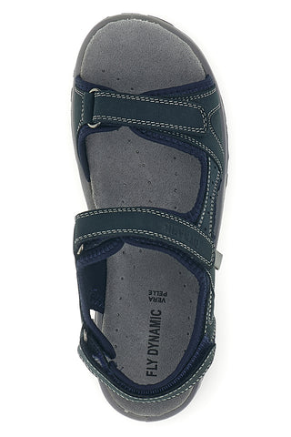 Sandali blu in vera pelle con strappi in velcro Fly dinamic FD54