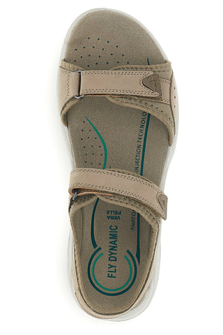 Sandali beige in vera pelle con plantare anatomico 6 fly dinamic FD41