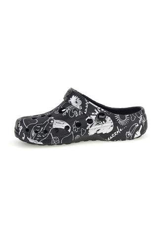 Woz Druck schwarz clog Hausschuhe 6