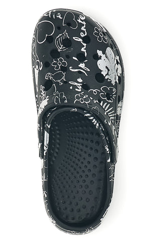 Woz Druck schwarz clog Hausschuhe 6
