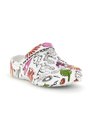 Ciabatte clog bianche con stampa floreale Woz 7