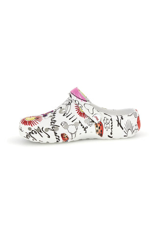 Ciabatte clog bianche con stampa floreale Woz 7