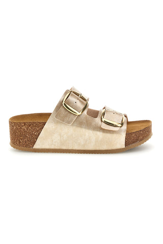Goldfarbene Hausschuhe mit Innensohle aus echtem Leder Pittarello Bio 250A20630S
