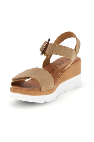Sandali beige con zeppa made in Italy Plocadi 11076005
