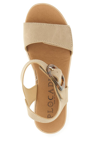 Sandali beige con zeppa made in Italy Plocadi 11076005
