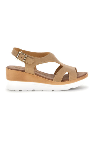 Sandali beige con zeppa e cinturino Plocadi 11074113