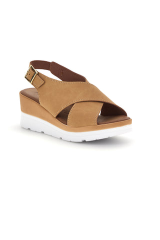 Sandali beige con zeppa e fasce incrociate Plocadi 1107704