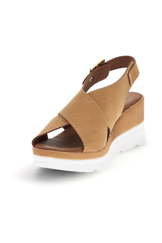 Sandali beige con zeppa e fasce incrociate Plocadi 1107704
