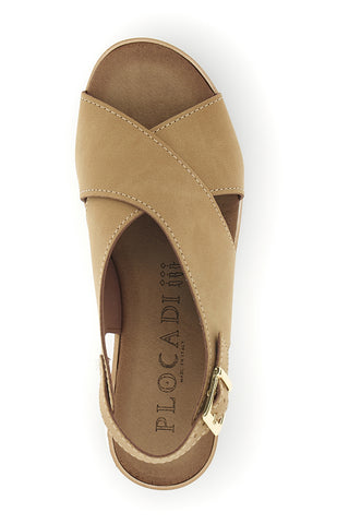 Sandali beige con zeppa e fasce incrociate Plocadi 1107704