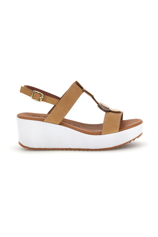 Sandali beige con zeppa e forme geometriche Plocadi 363033