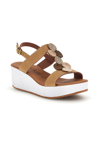 Sandali beige con zeppa e forme geometriche Plocadi 363033