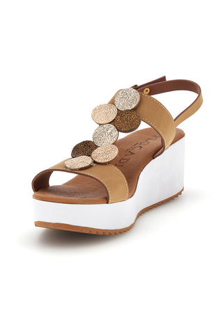 Sandali beige con zeppa e forme geometriche Plocadi 363033