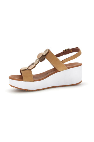 Sandali beige con zeppa e forme geometriche Plocadi 363033