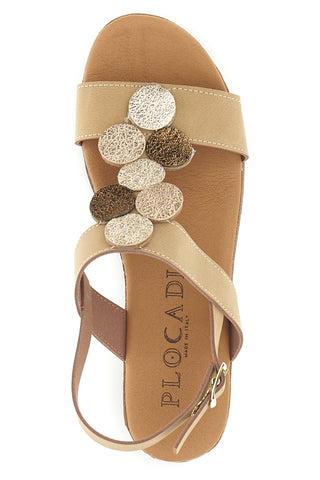 Sandali beige con zeppa e forme geometriche Plocadi 363033