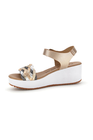 Sandali platino con zeppa fascia intrecciata made in Italy Plocadi 36321