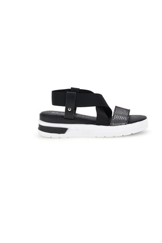 Schwarze Sandalen mit gewebtem Effekt Plocadi 452045