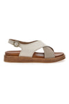 Beigefarbene Sandalen mit zweifarbigen gekreuzten Riemen Pittarello Focus 28053NAL