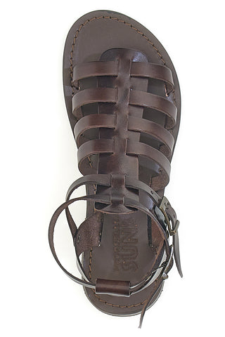Sandali marroni gladiatore con doppia fibbia Pittarello Sun 6039