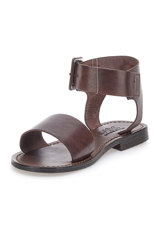 Braune Made in Italy Sandalen aus echtem Leder mit breitem Riemen Pittarello Sun 1734