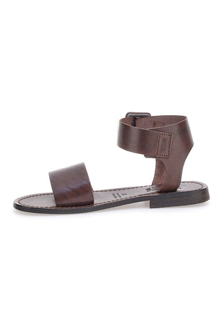 Braune Made in Italy Sandalen aus echtem Leder mit breitem Riemen Pittarello Sun 1734
