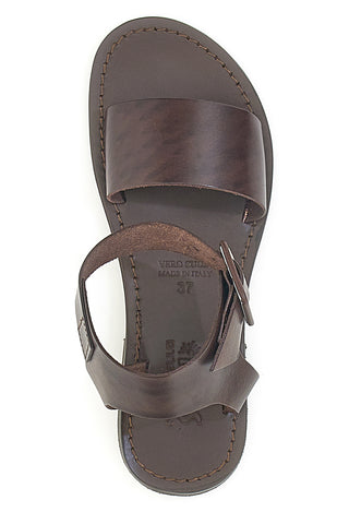 Braune Made in Italy Sandalen aus echtem Leder mit breitem Riemen Pittarello Sun 1734
