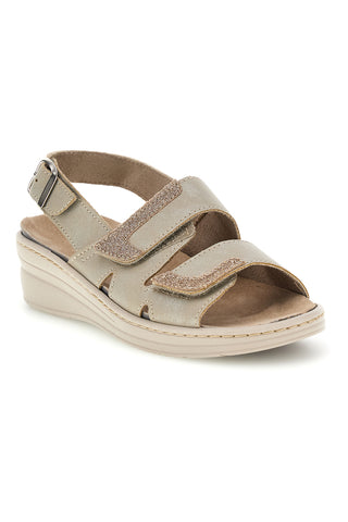 Beige Sandalen mit verstellbaren Riemen und herausnehmbarer Innensohle Prima riga 0183