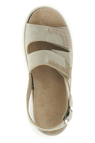 Beige Sandalen mit verstellbaren Riemen und herausnehmbarer Innensohle Prima riga 0183