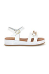 Weiße Sandalen mit Zierkette Erste Reihe P335