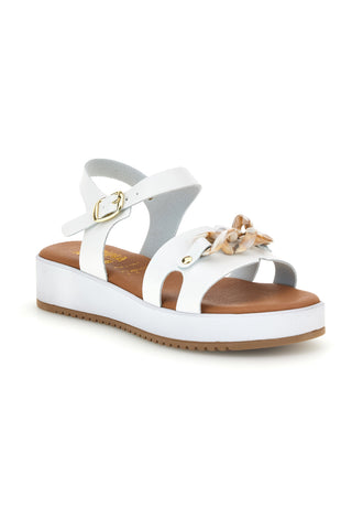 Weiße Sandalen mit Zierkette Erste Reihe P335