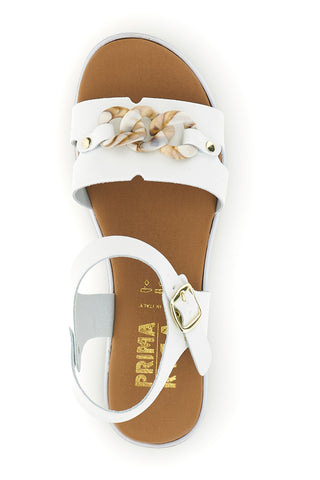 Weiße Sandalen mit Zierkette Erste Reihe P335