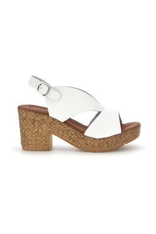 Sandali Bianco Con Tacco Intrecciato Pittarello 7484313