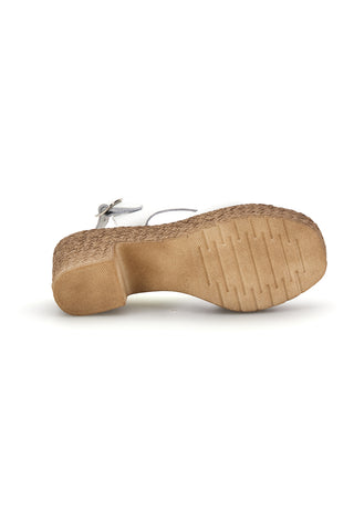Weiße Sandalen mit geflochtenem Absatz Rosa 7484313