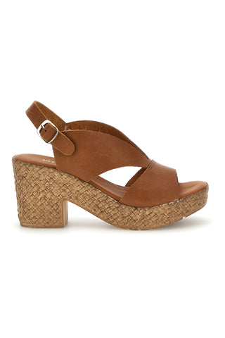 Sandali Cuoio Con Tacco Intrecciato Pittarello 7484313