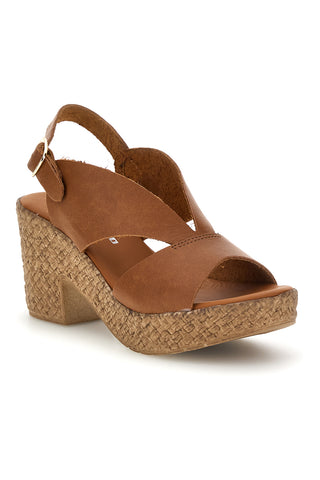 Ledersandalen mit verflochtenem Absatz Rosa 7484313