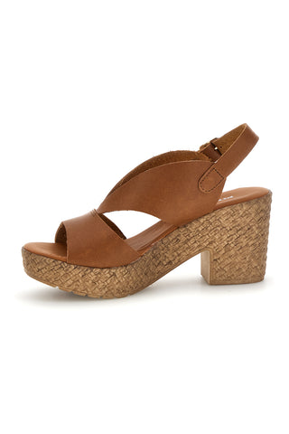 Ledersandalen mit verflochtenem Absatz Rosa 7484313