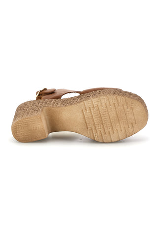 Ledersandalen mit verflochtenem Absatz Rosa 7484313