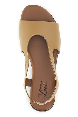 Beige Echtleder-Sandalen mit Band und seitlichem Einsatz Pittarello-Look 225620