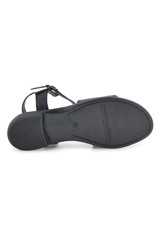 Schwarzes echtes Leder Sandalen mit Band und Riemen Pittarello Fokus 222210