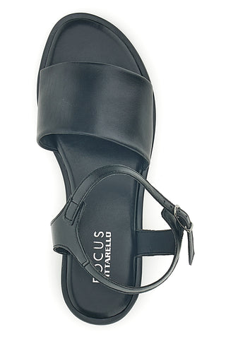 Schwarzes echtes Leder Sandalen mit Band und Riemen Pittarello Fokus 222210