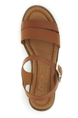 Sandali cuoio con doppia fascia e fibbia Made in Italy Plocadi 046119