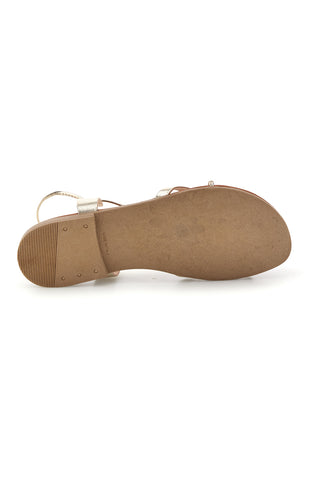 Sandali oro in vera pelle con lacci Prima riga 711