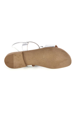 Sandali argento in vera pelle con lacci Prima riga 711BIS