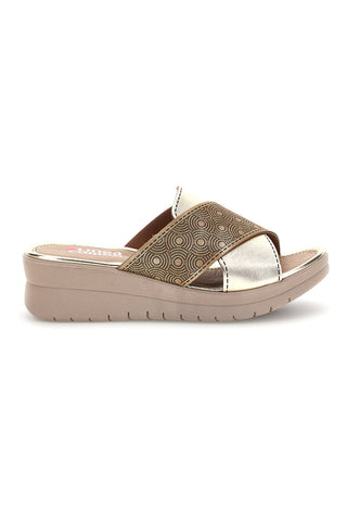 Beige Pantoffeln Gekreuzte Riemen Bequeme Linie 8528