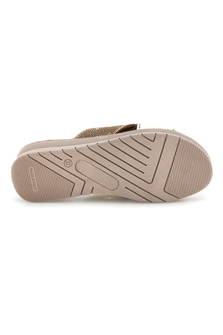 Beige Pantoffeln Gekreuzte Riemen Bequeme Linie 8528