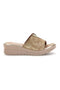 Pantoffeln Beige Metallic Details Bequeme Linie 8551
