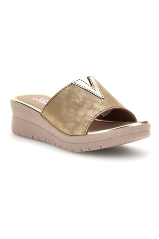 Pantoffeln Beige Metallic Details Bequeme Linie 8551