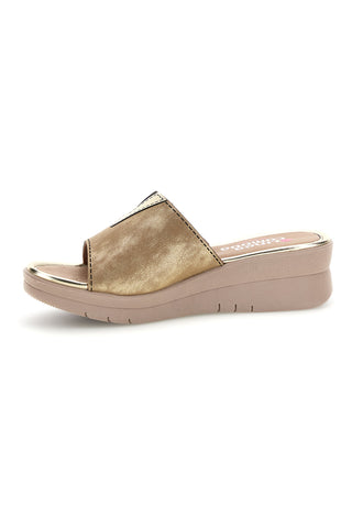 Pantoffeln Beige Metallic Details Bequeme Linie 8551