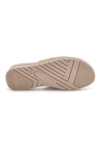 Pantoffeln Beige Metallic Details Bequeme Linie 8551