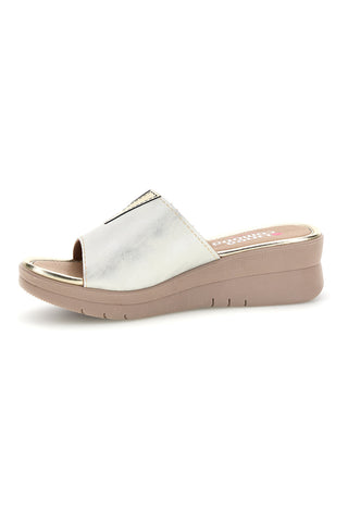 Pantoffeln Weiß Metallic Details Bequeme Linie 8551